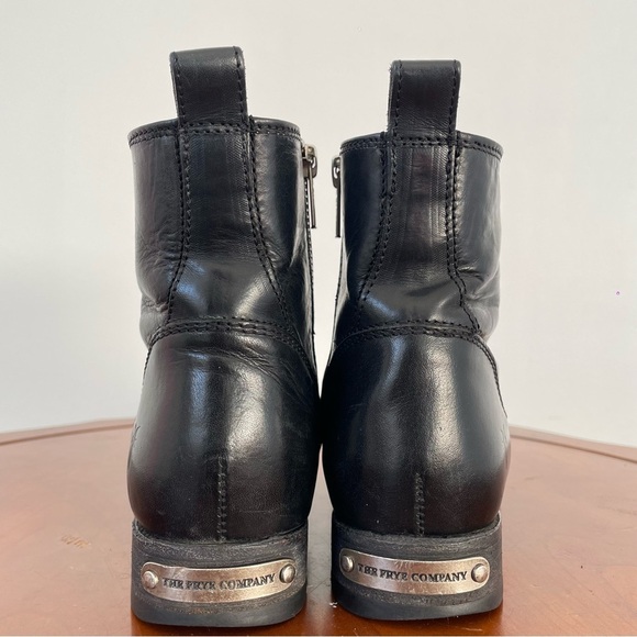 Frye Black Leather Combat Boots - Picture 3 of 7